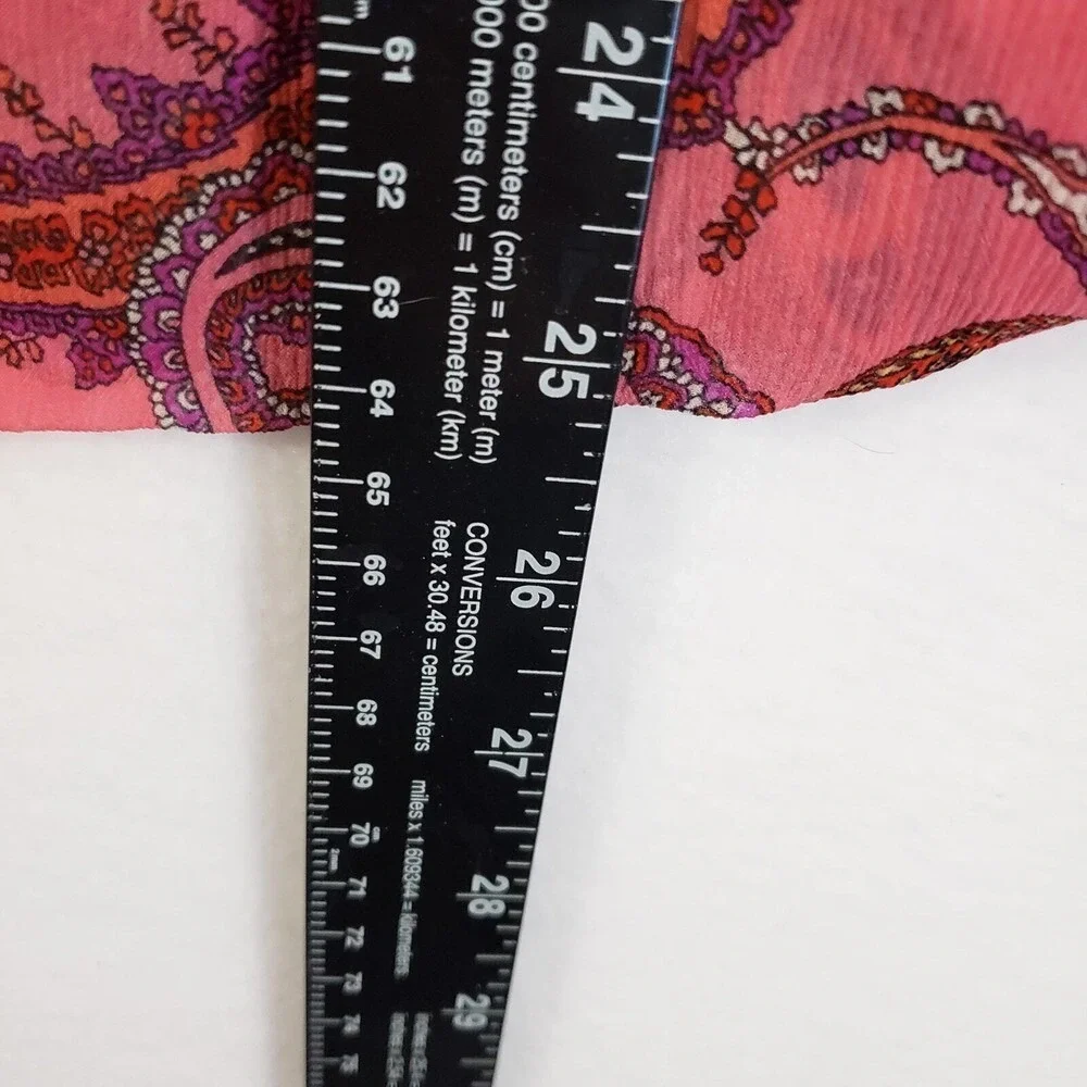 J.Crew Paisley Blouse Womens‎ Size 12 Pink Silk Long Sleeve Ruffle Detail Shirt